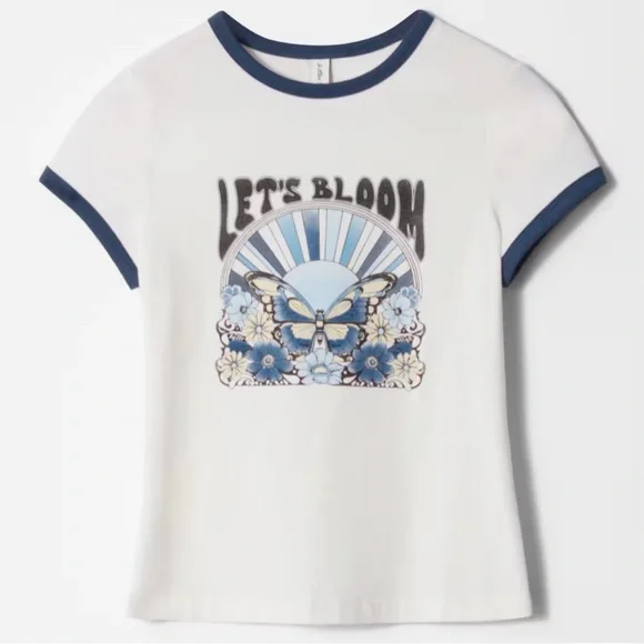 New & Other Stories Cap-Sleeve T-Shirt White Print Small - Picture 3 of 9